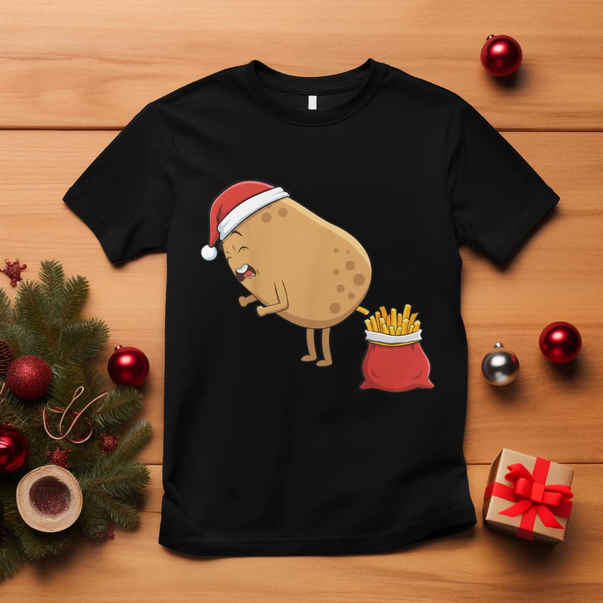 Funny French Fries Christmas T Shirt Potato Food Eaters - Wonder Print Shop