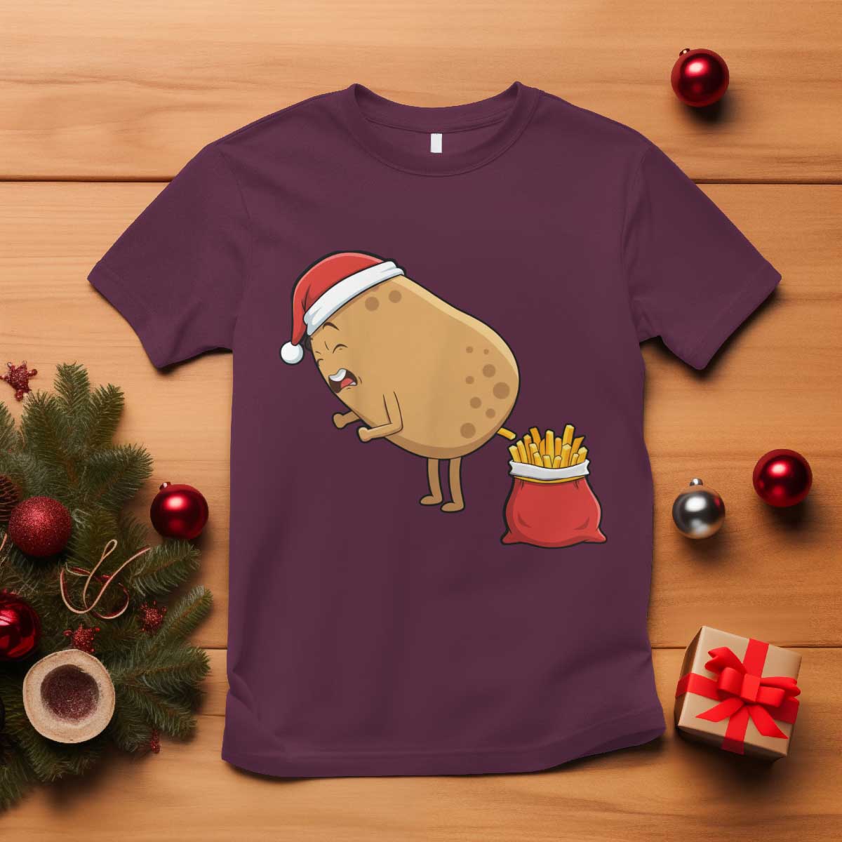 Funny French Fries Christmas T Shirt Potato Food Eaters - Wonder Print Shop