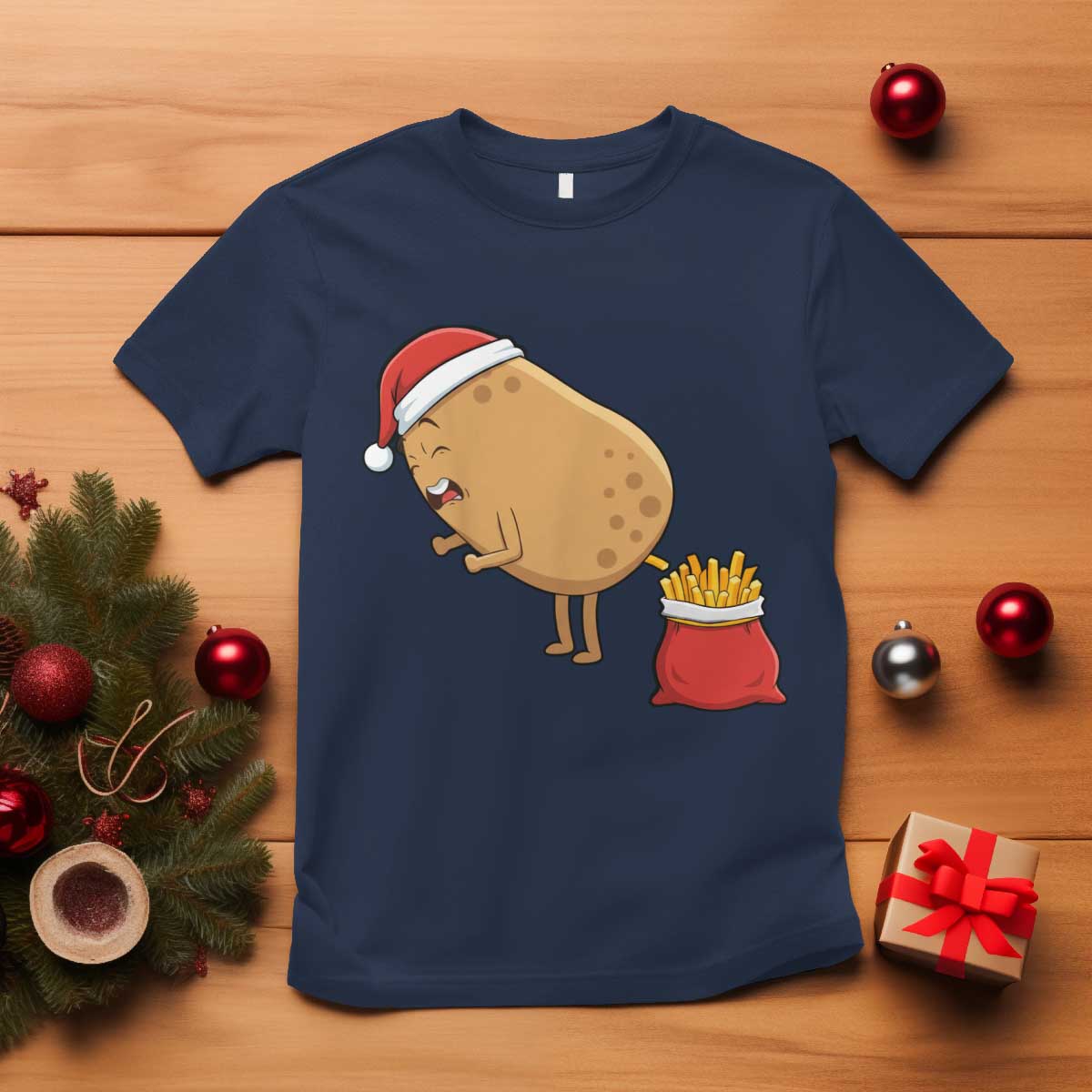 Funny French Fries Christmas T Shirt Potato Food Eaters - Wonder Print Shop