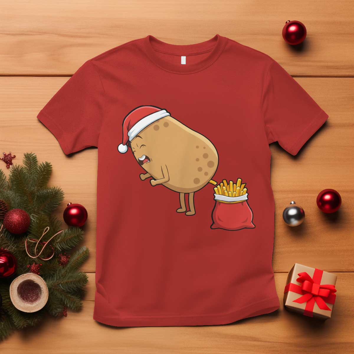 Funny French Fries Christmas T Shirt Potato Food Eaters - Wonder Print Shop