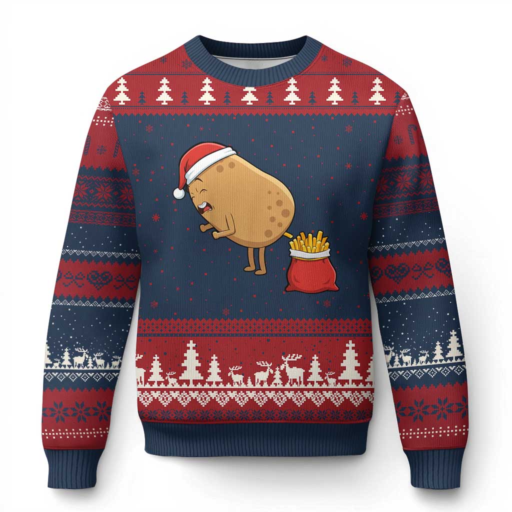 Funny French Fries Xmas Ugly Christmas Sweater Potato Food Eaters - Wonder Print Shop