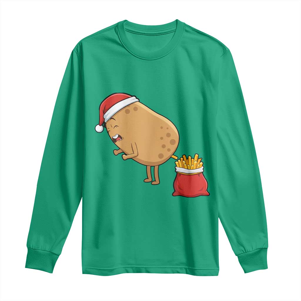 Funny French Fries Christmas Long Sleeve Shirt Potato Food Eaters - Wonder Print Shop