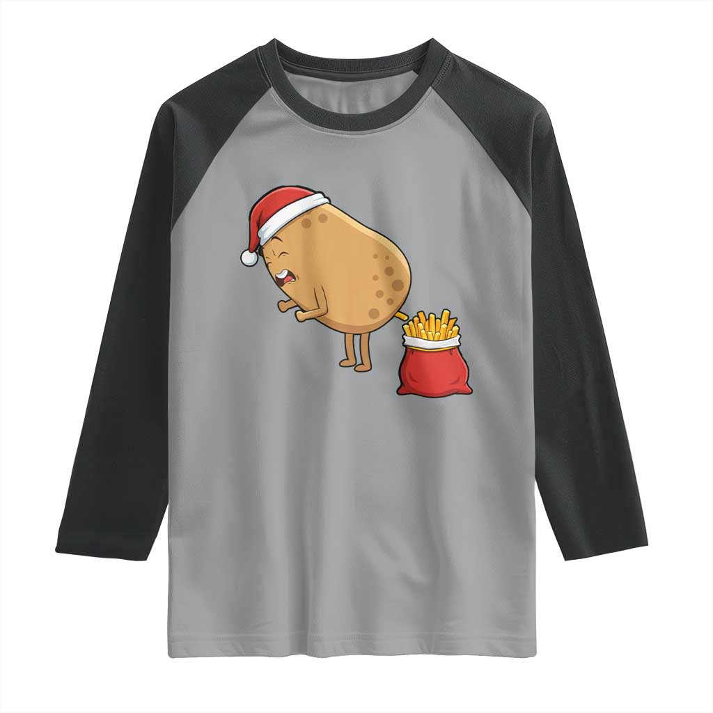 Funny French Fries Christmas Raglan Shirt Potato Food Eaters - Wonder Print Shop