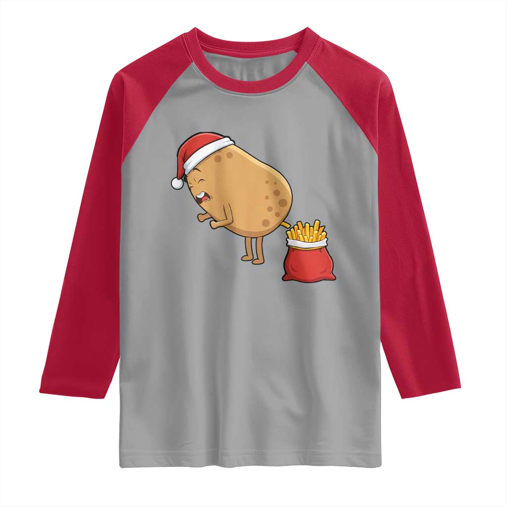 Funny French Fries Christmas Raglan Shirt Potato Food Eaters - Wonder Print Shop