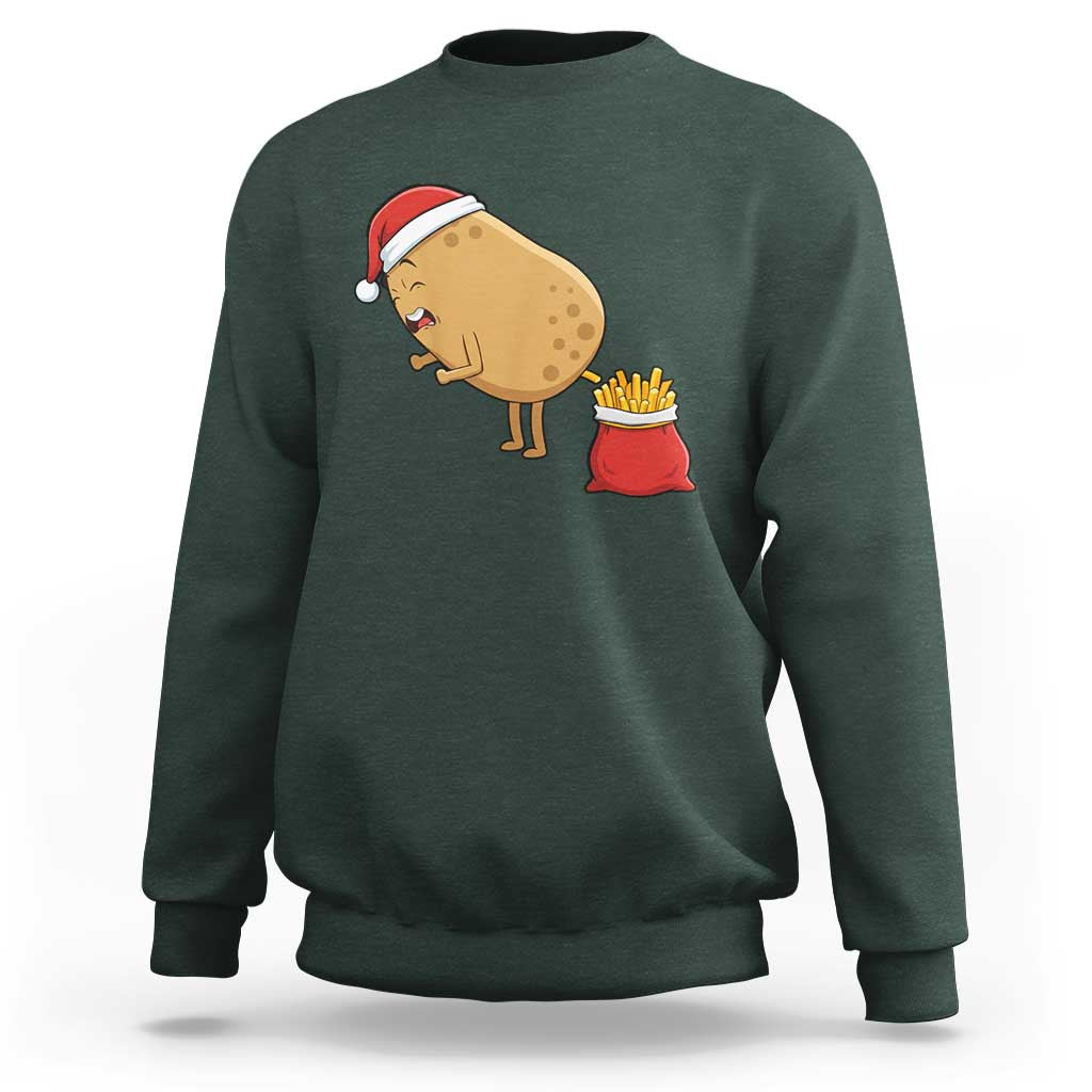 Funny French Fries Christmas Sweatshirt Potato Food Eaters - Wonder Print Shop