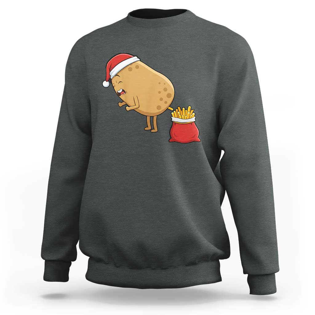 Funny French Fries Christmas Sweatshirt Potato Food Eaters - Wonder Print Shop