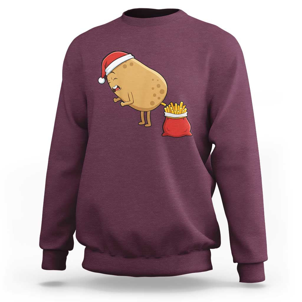 Funny French Fries Christmas Sweatshirt Potato Food Eaters - Wonder Print Shop