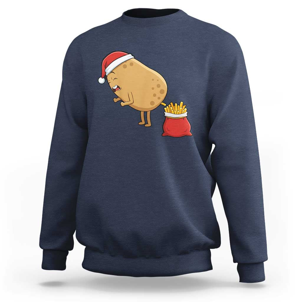 Funny French Fries Christmas Sweatshirt Potato Food Eaters - Wonder Print Shop