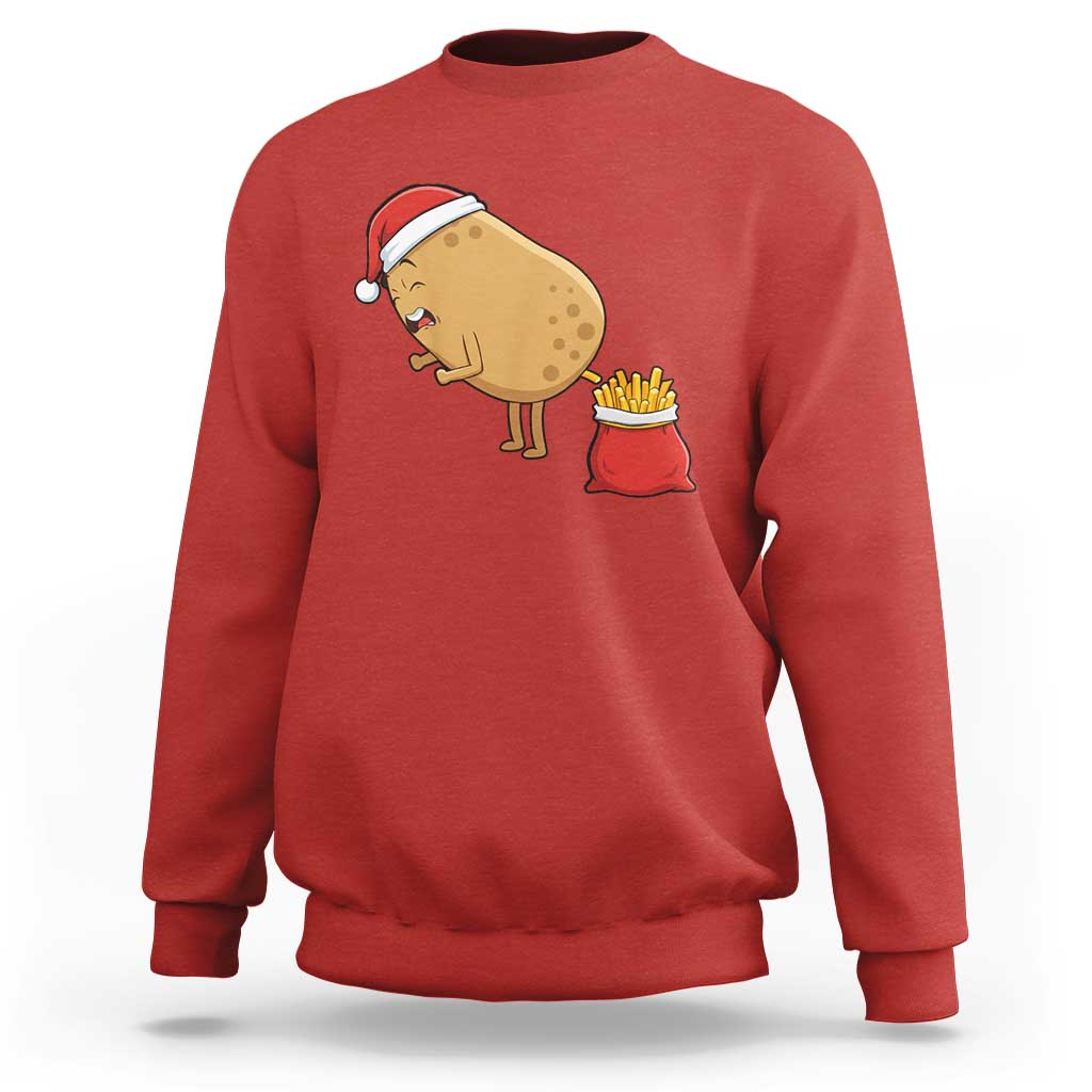 Funny French Fries Christmas Sweatshirt Potato Food Eaters - Wonder Print Shop