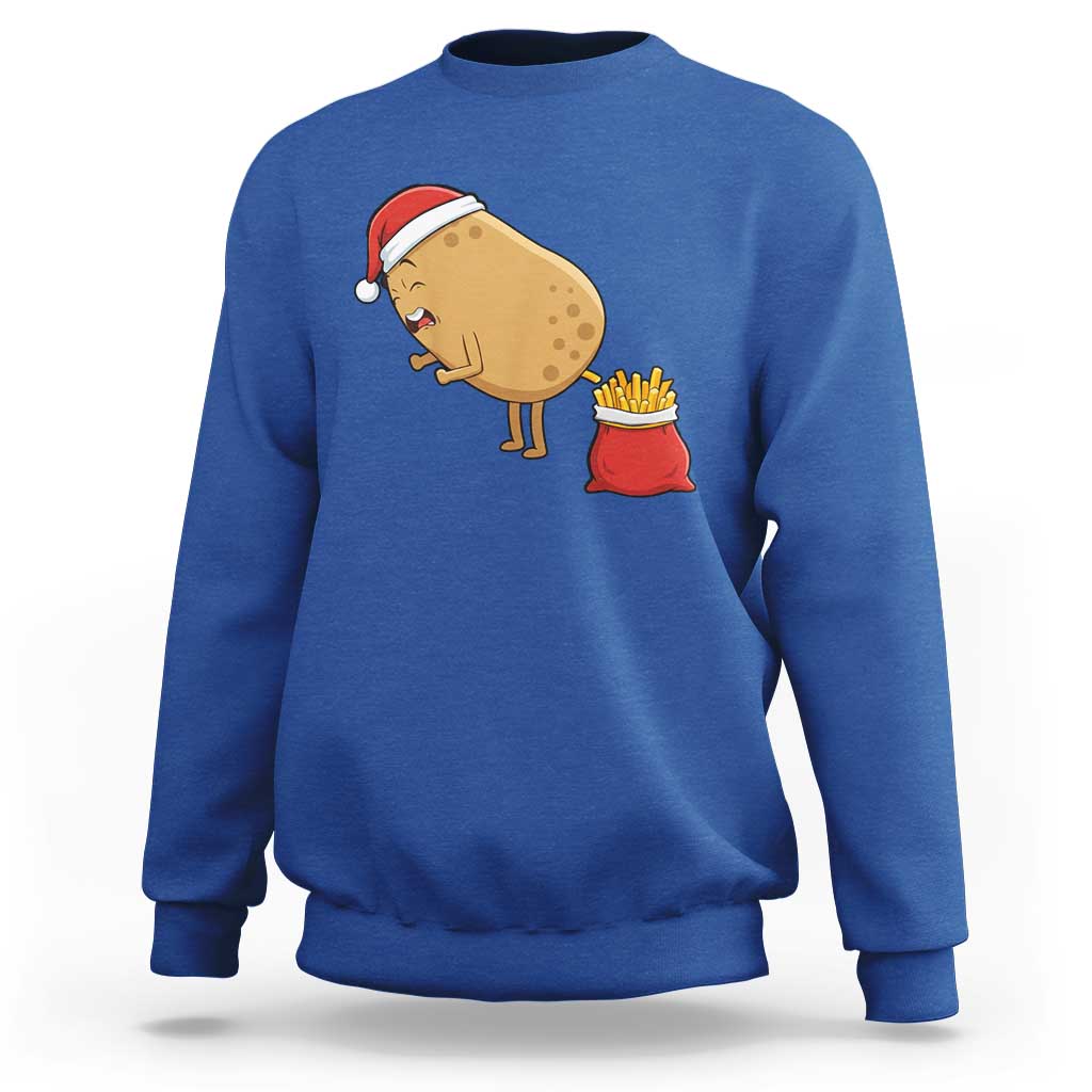 Funny French Fries Christmas Sweatshirt Potato Food Eaters - Wonder Print Shop