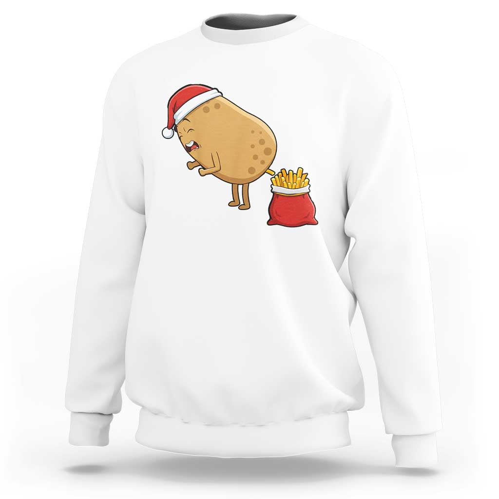 Funny French Fries Christmas Sweatshirt Potato Food Eaters - Wonder Print Shop