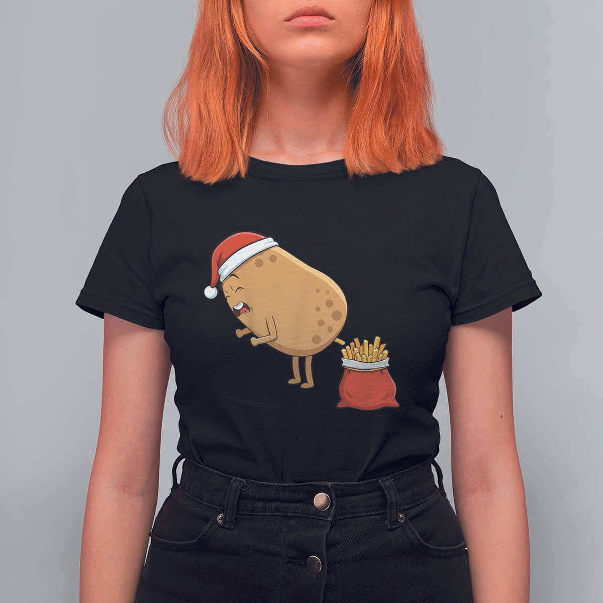 Funny French Fries Christmas T Shirt For Women Potato Food Eaters - Wonder Print Shop