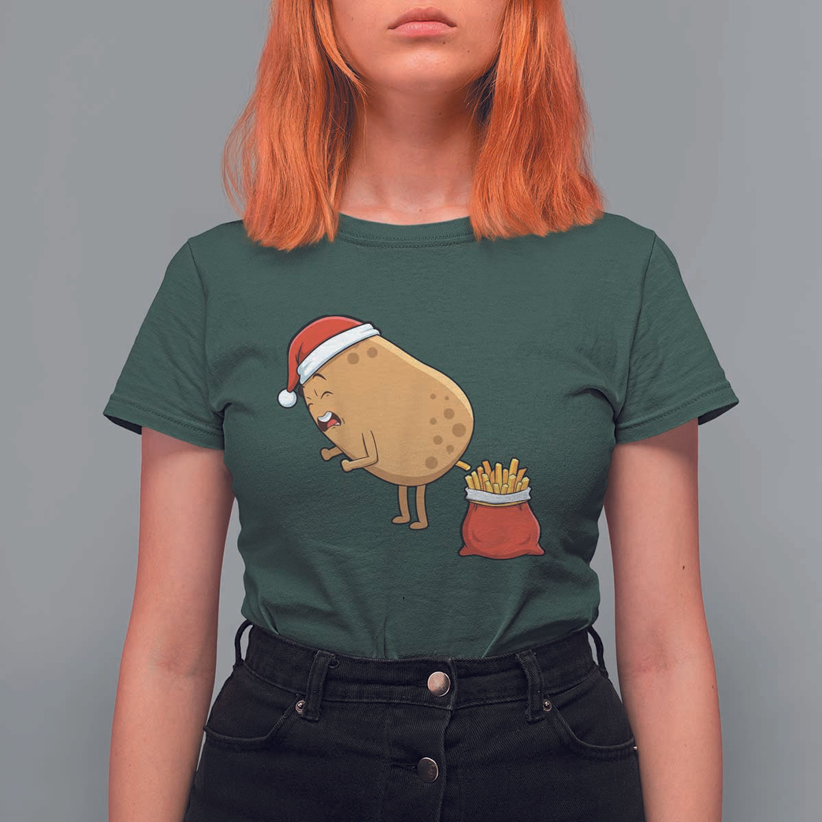Funny French Fries Christmas T Shirt For Women Potato Food Eaters - Wonder Print Shop