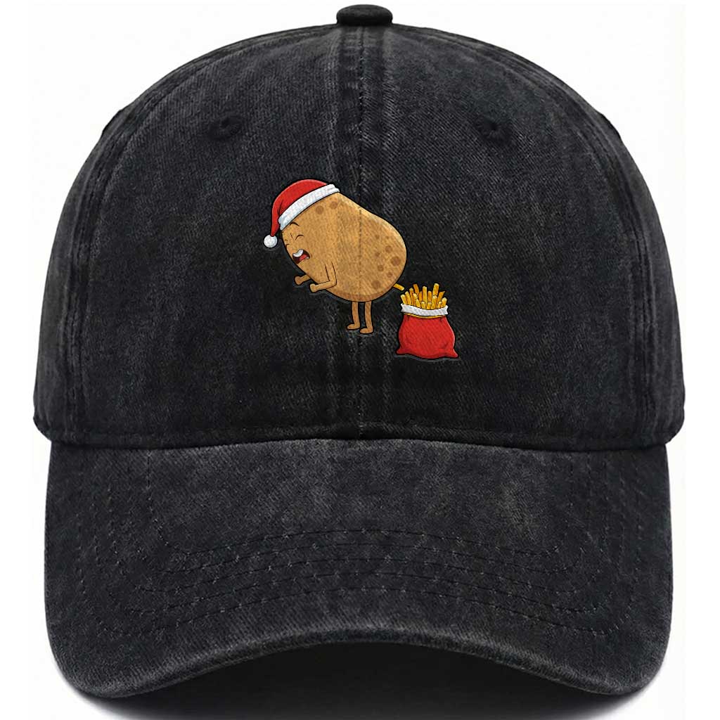 Funny French Fries Christmas Washed Cotton Baseball Cap Potato Food Eaters