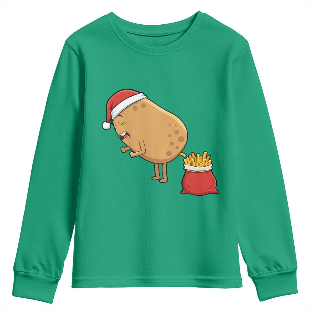 Funny French Fries Christmas Youth Sweatshirt Potato Food Eaters - Wonder Print Shop
