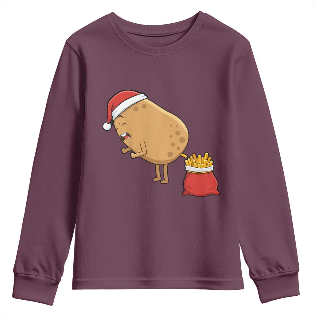 Funny French Fries Christmas Youth Sweatshirt Potato Food Eaters - Wonder Print Shop