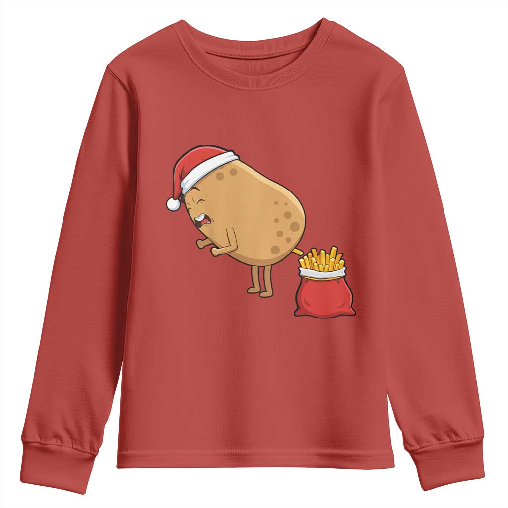 Funny French Fries Christmas Youth Sweatshirt Potato Food Eaters - Wonder Print Shop