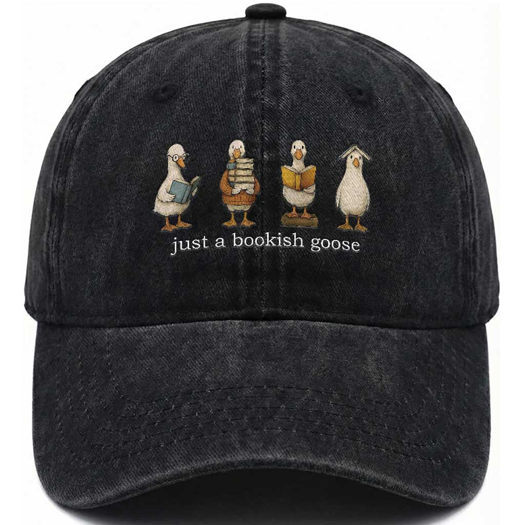 Silly Goose Book Club Washed Cotton Baseball Cap Funny Bookish Book Lover