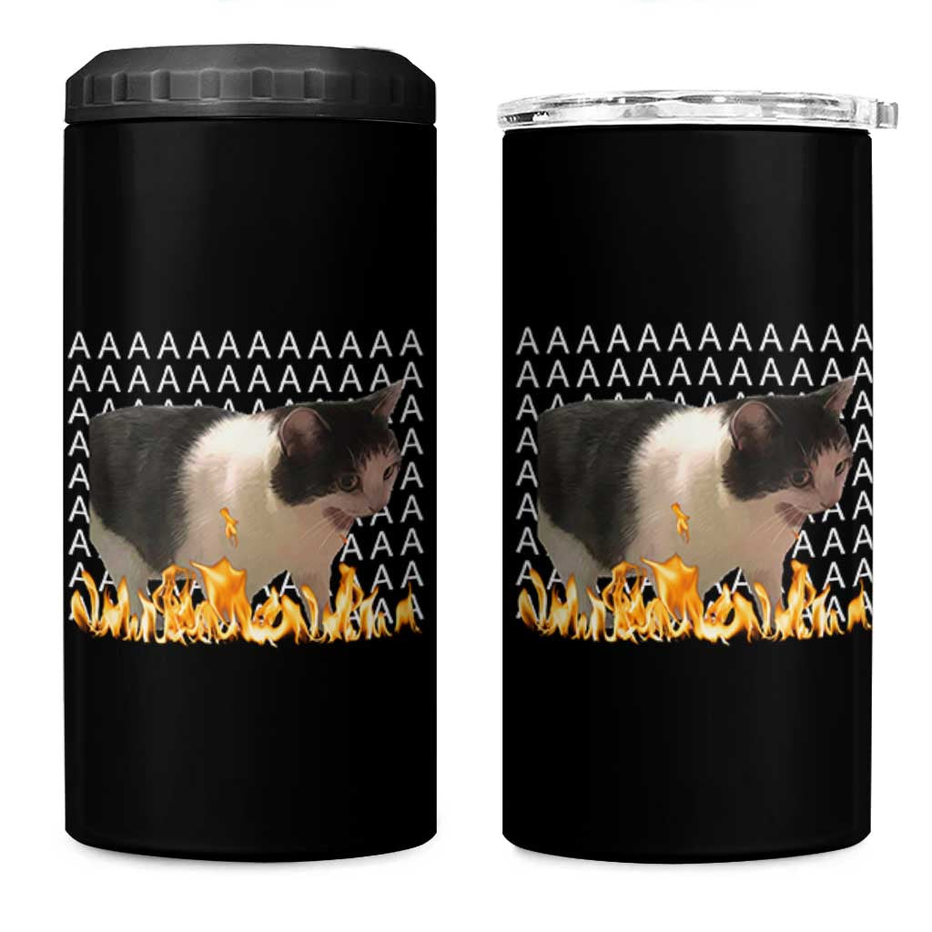 Screaming Cat Meme 4 in 1 Can Cooler Tumbler Funny Internet Gen Z Cat Lover