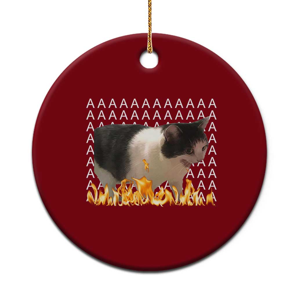 Screaming Cat Meme Ceramic Ornament Funny Internet Gen Z Cat Lover