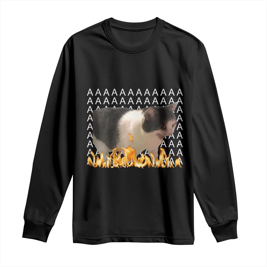 Screaming Cat Meme Long Sleeve Shirt Funny Internet Gen Z Cat Lover