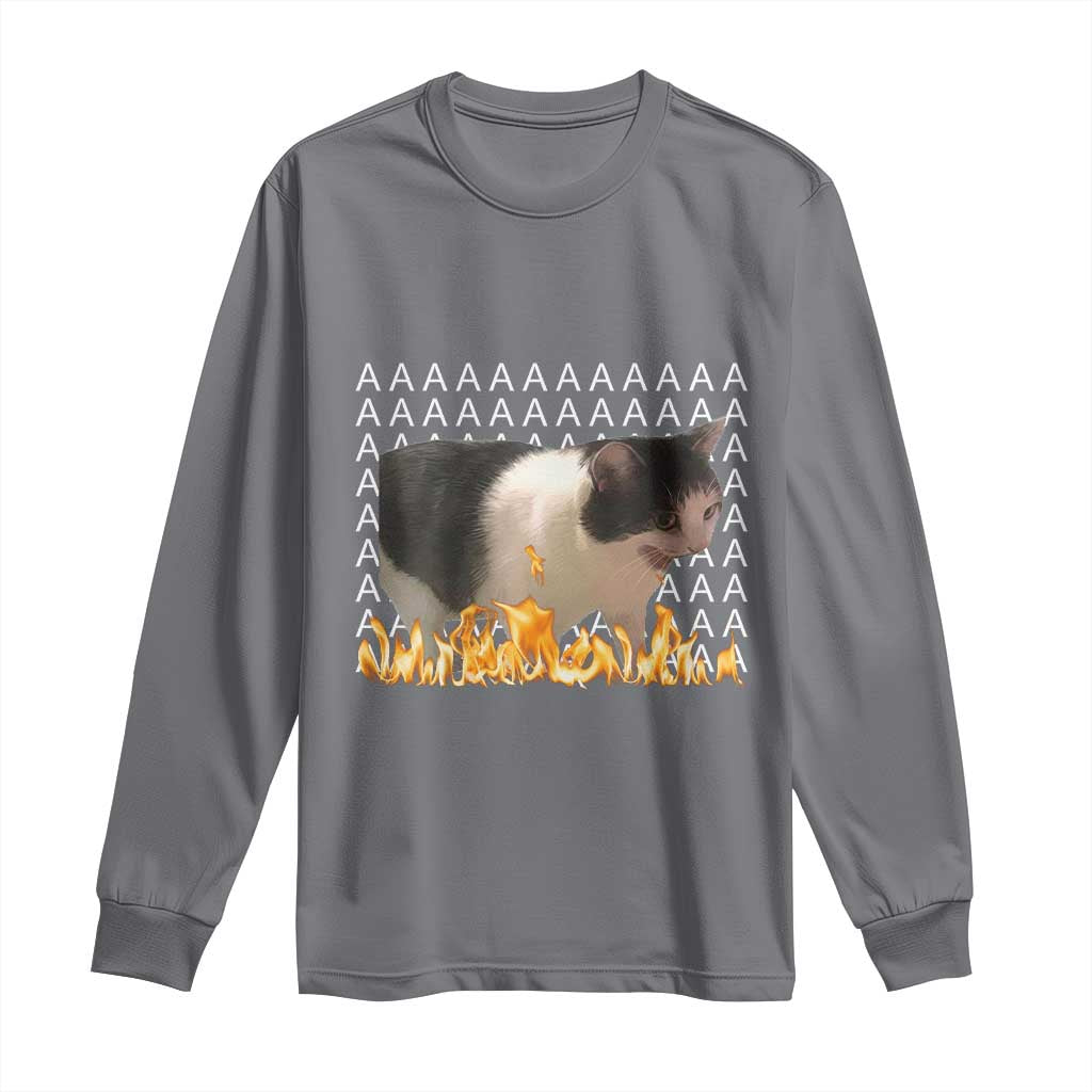 Screaming Cat Meme Long Sleeve Shirt Funny Internet Gen Z Cat Lover