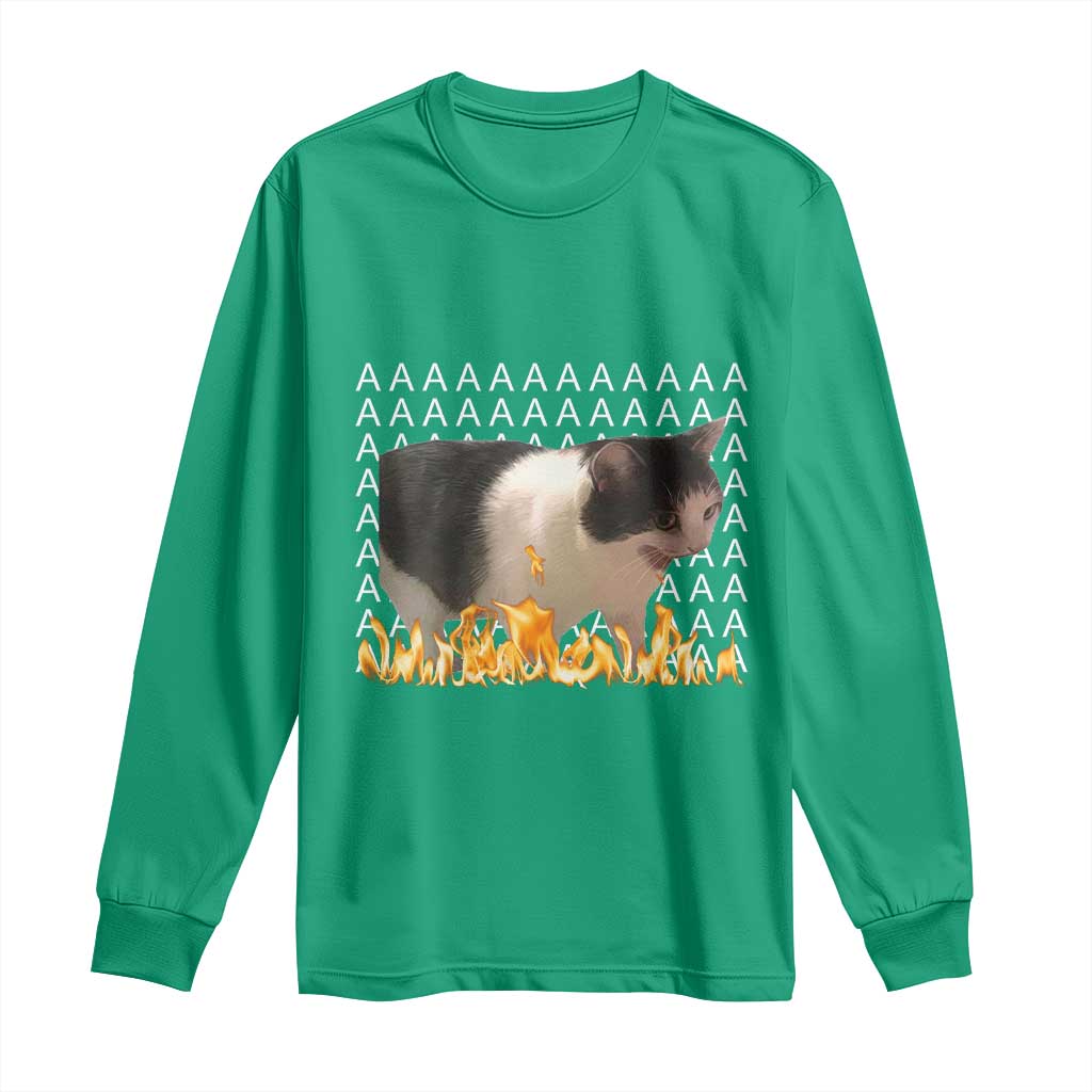 Screaming Cat Meme Long Sleeve Shirt Funny Internet Gen Z Cat Lover