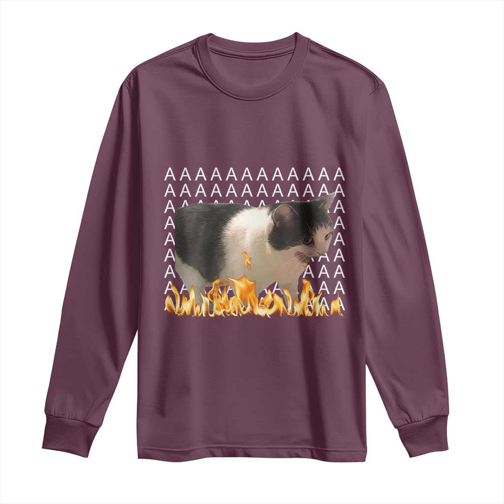 Screaming Cat Meme Long Sleeve Shirt Funny Internet Gen Z Cat Lover