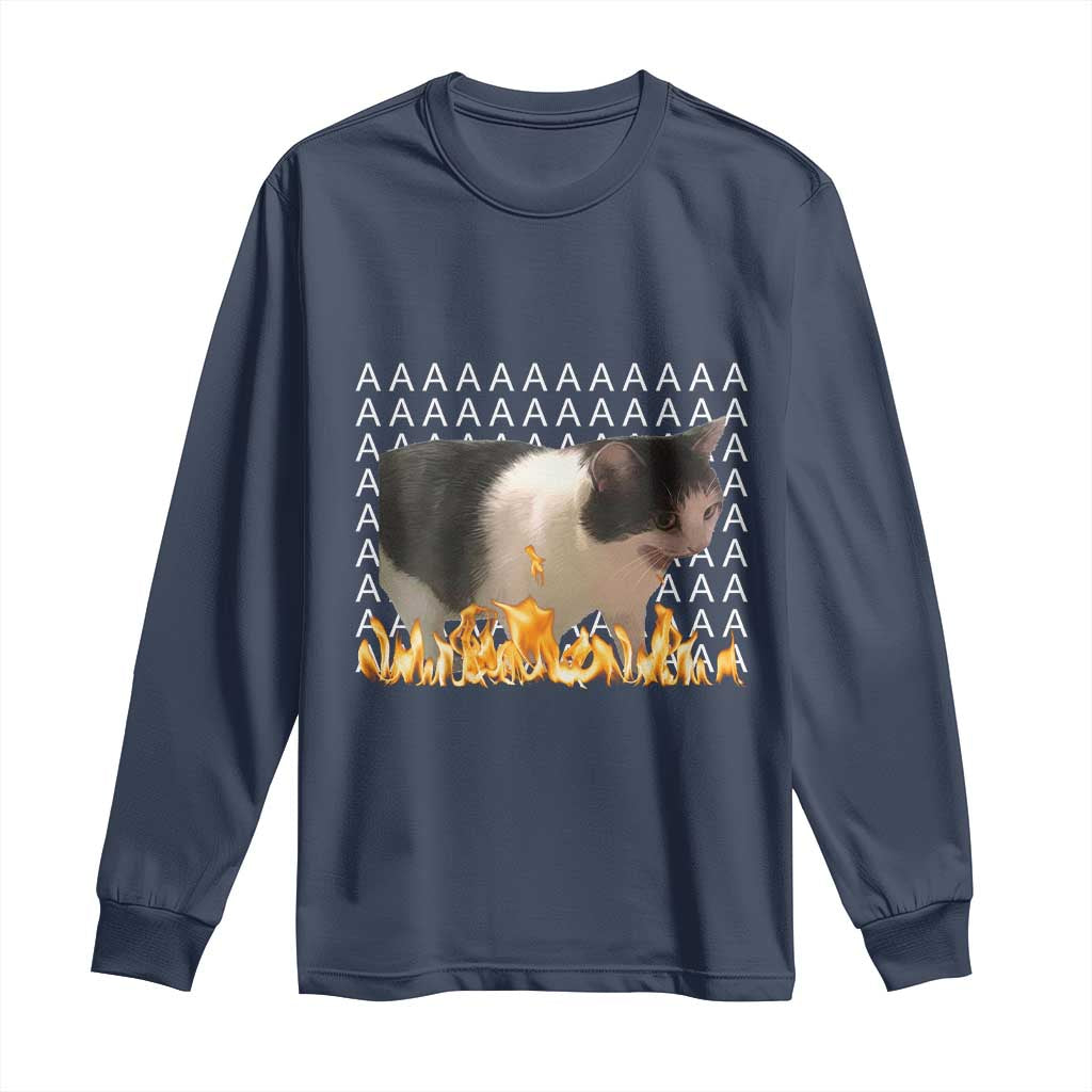 Screaming Cat Meme Long Sleeve Shirt Funny Internet Gen Z Cat Lover