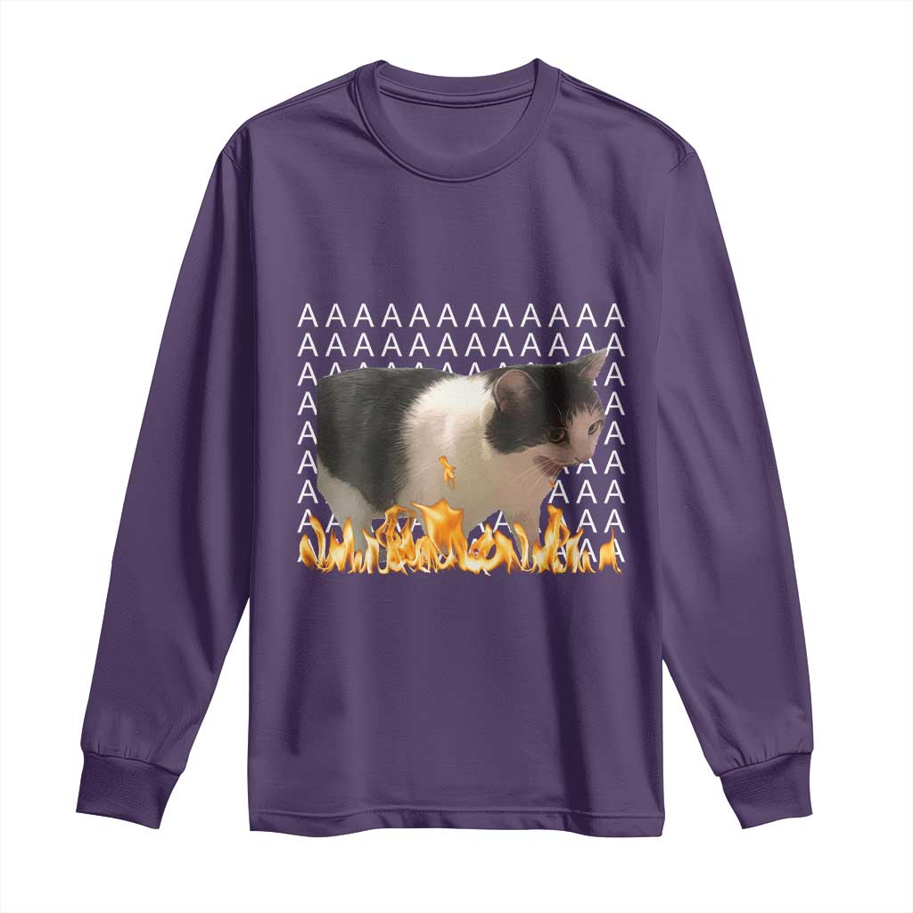 Screaming Cat Meme Long Sleeve Shirt Funny Internet Gen Z Cat Lover