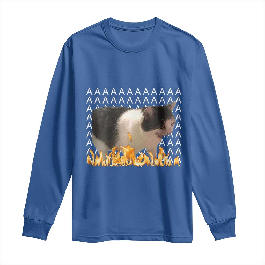 Screaming Cat Meme Long Sleeve Shirt Funny Internet Gen Z Cat Lover