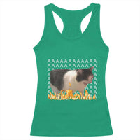 Screaming Cat Meme Racerback Tank Top Funny Internet Gen Z Cat Lover