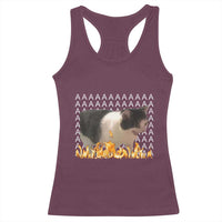 Screaming Cat Meme Racerback Tank Top Funny Internet Gen Z Cat Lover