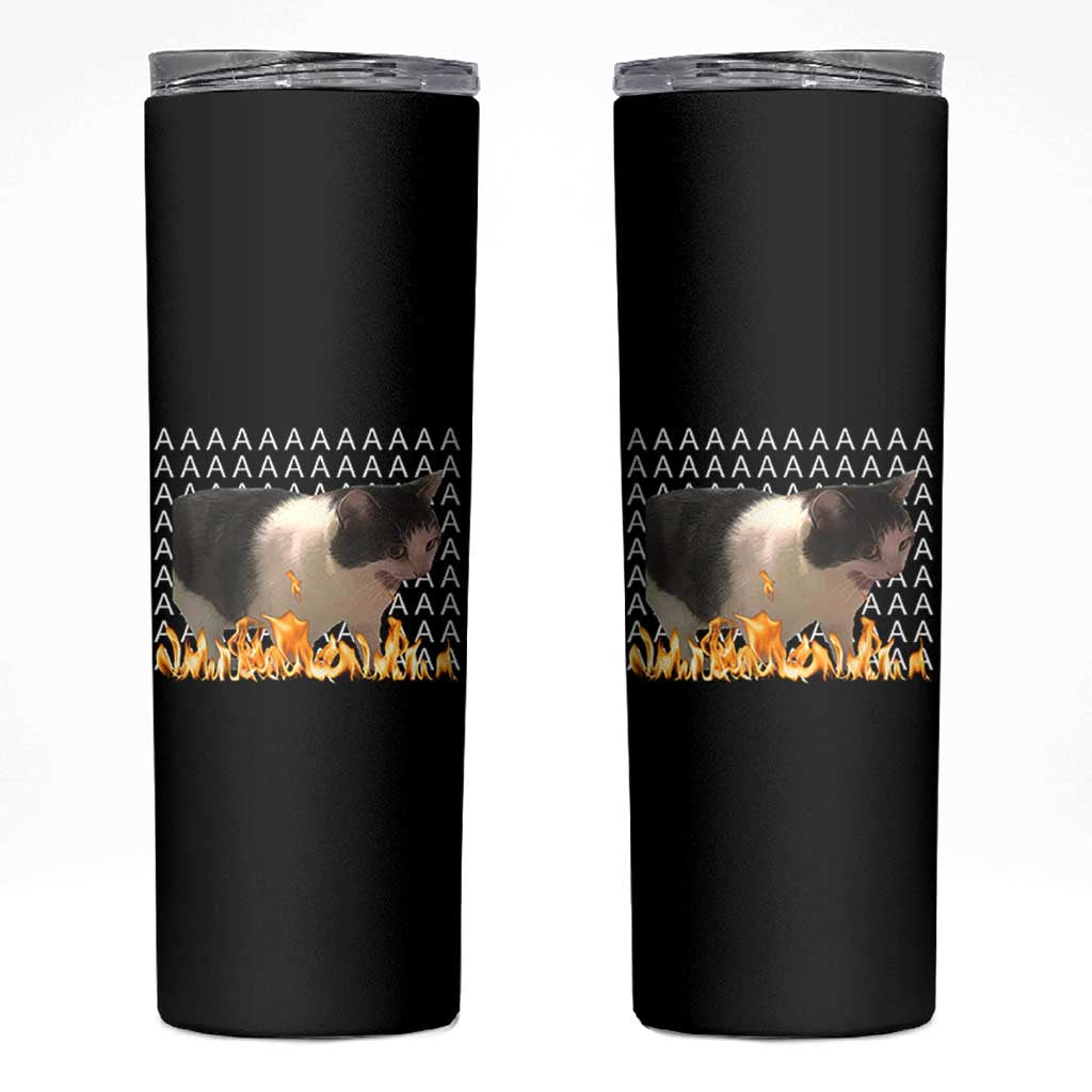Screaming Cat Meme Skinny Tumbler Funny Internet Gen Z Cat Lover