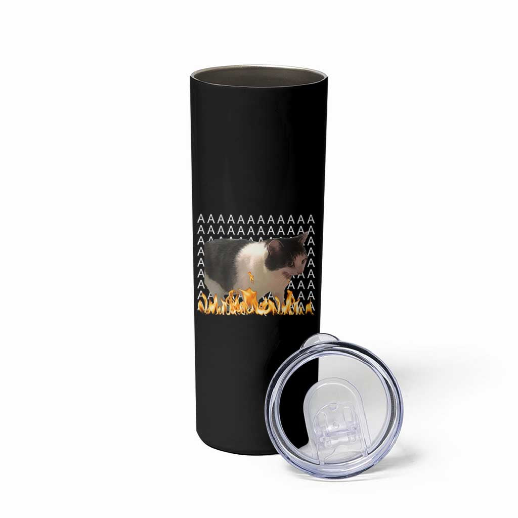 Screaming Cat Meme Skinny Tumbler Funny Internet Gen Z Cat Lover