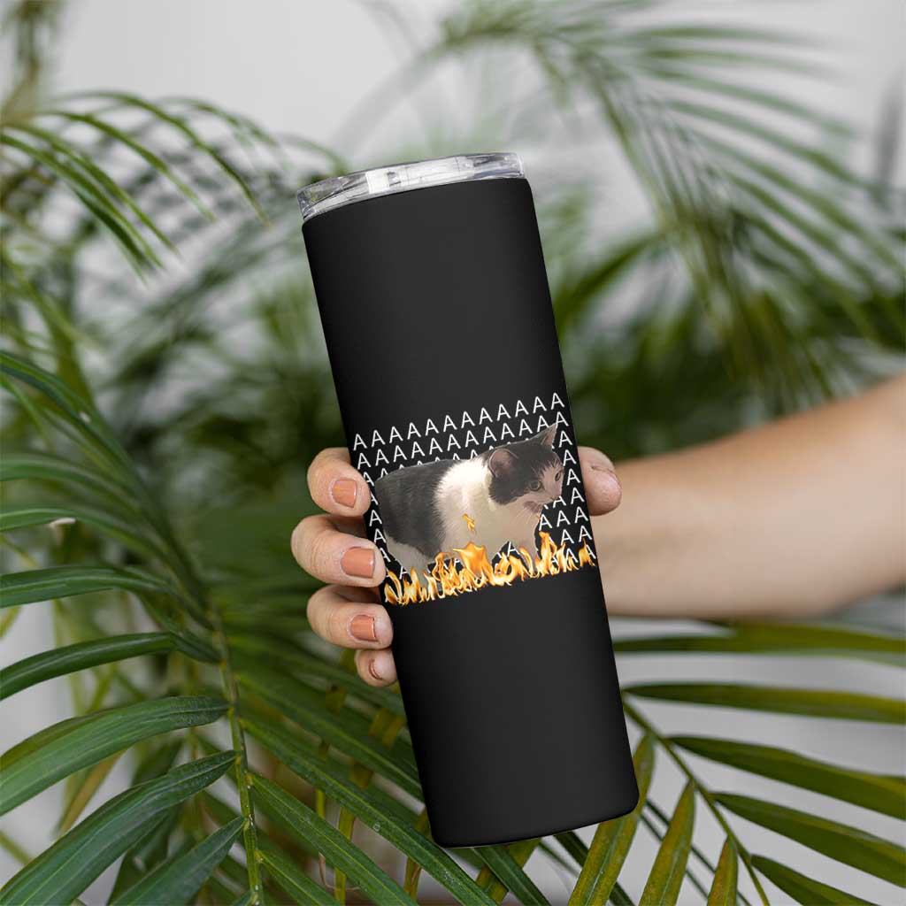 Screaming Cat Meme Skinny Tumbler Funny Internet Gen Z Cat Lover