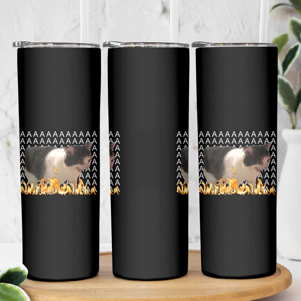 Screaming Cat Meme Skinny Tumbler Funny Internet Gen Z Cat Lover