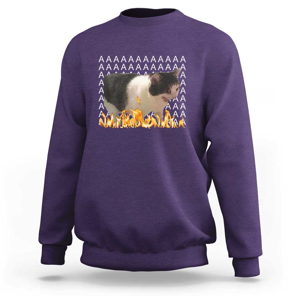 Screaming Cat Meme Sweatshirt Funny Internet Gen Z Cat Lover