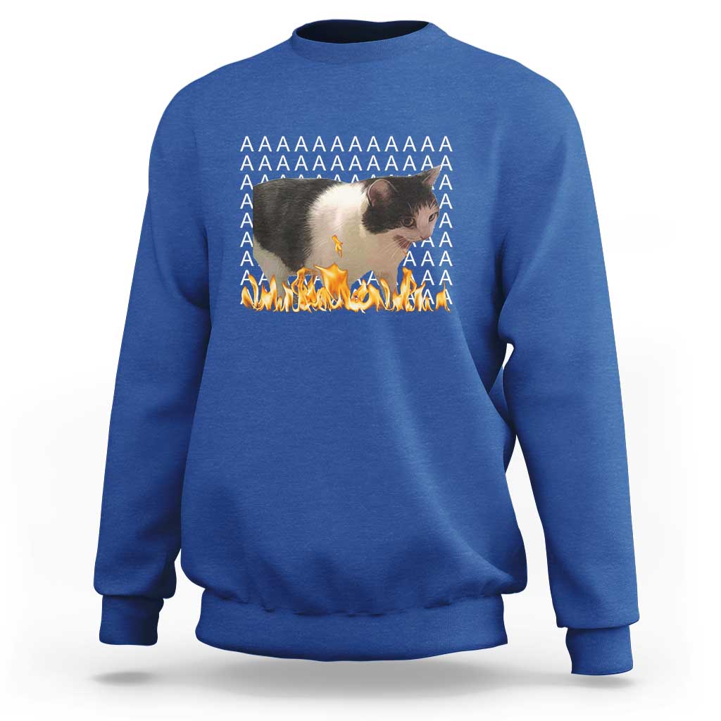 Screaming Cat Meme Sweatshirt Funny Internet Gen Z Cat Lover