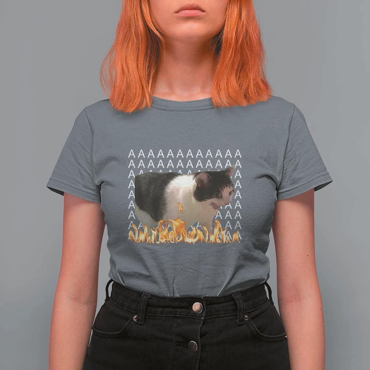 Screaming Cat Meme T Shirt For Women Funny Internet Gen Z Cat Lover