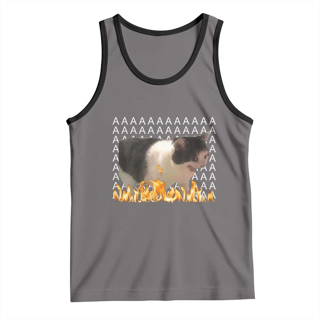 Screaming Cat Meme Tank Top Funny Internet Gen Z Cat Lover