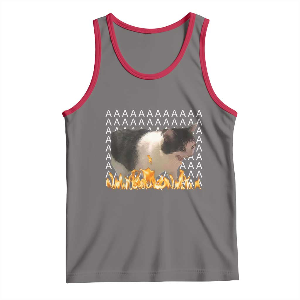 Screaming Cat Meme Tank Top Funny Internet Gen Z Cat Lover