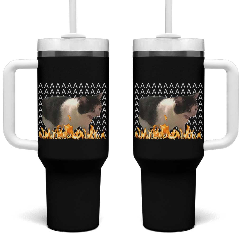 Screaming Cat Meme Tumbler With Handle Funny Internet Gen Z Cat Lover