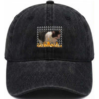 Screaming Cat Meme Washed Cotton Baseball Cap Funny Internet Gen Z Cat Lover