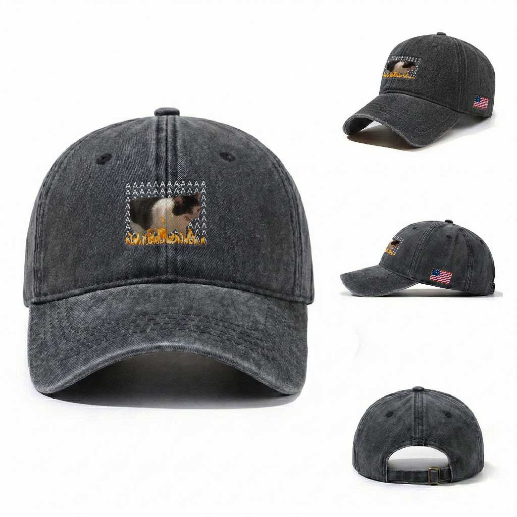 Screaming Cat Meme Washed Cotton Baseball Cap Funny Internet Gen Z Cat Lover