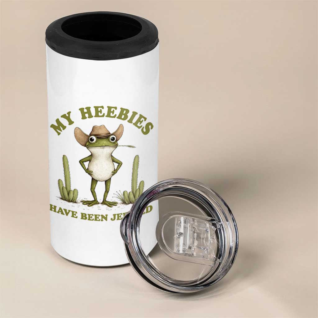 Funny Cowboy Frog Meme 4 in 1 Can Cooler Tumbler My Heebies Have Been Jeebied