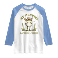 Funny Cowboy Frog Meme Raglan Shirt My Heebies Have Been Jeebied