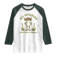 Funny Cowboy Frog Meme Raglan Shirt My Heebies Have Been Jeebied