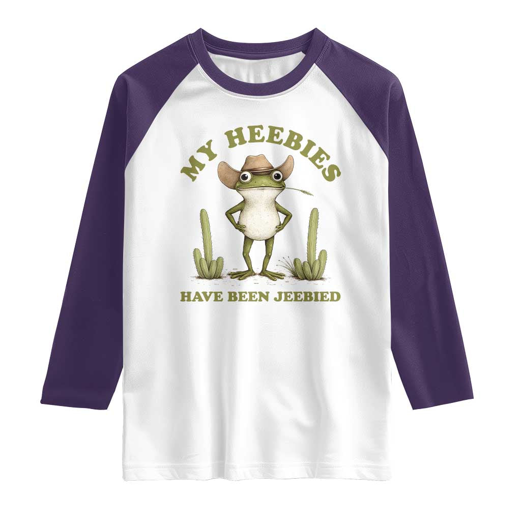 Funny Cowboy Frog Meme Raglan Shirt My Heebies Have Been Jeebied