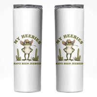 Funny Cowboy Frog Meme Skinny Tumbler My Heebies Have Been Jeebied